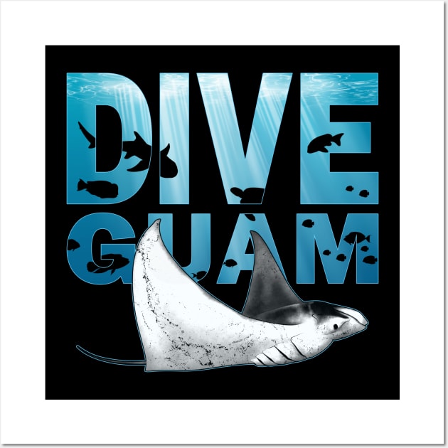 Giant Manta Ray Guam Diving Wall Art by NicGrayTees